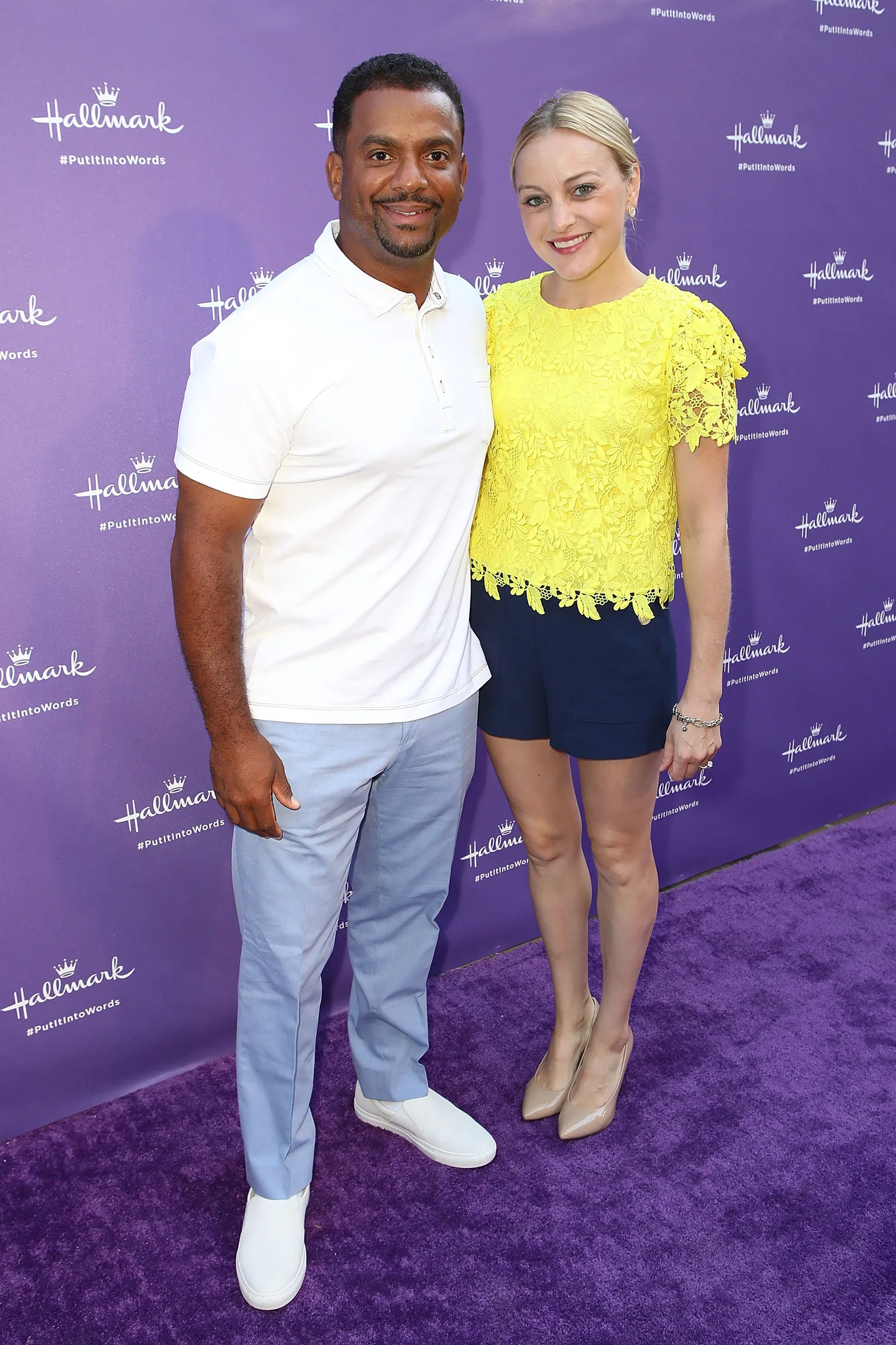 Alfonso Ribeiro and Angela Unkrich arrive at Hallmark's When You Care Enough to Put It Into Words Launch Event on July 30, 2018