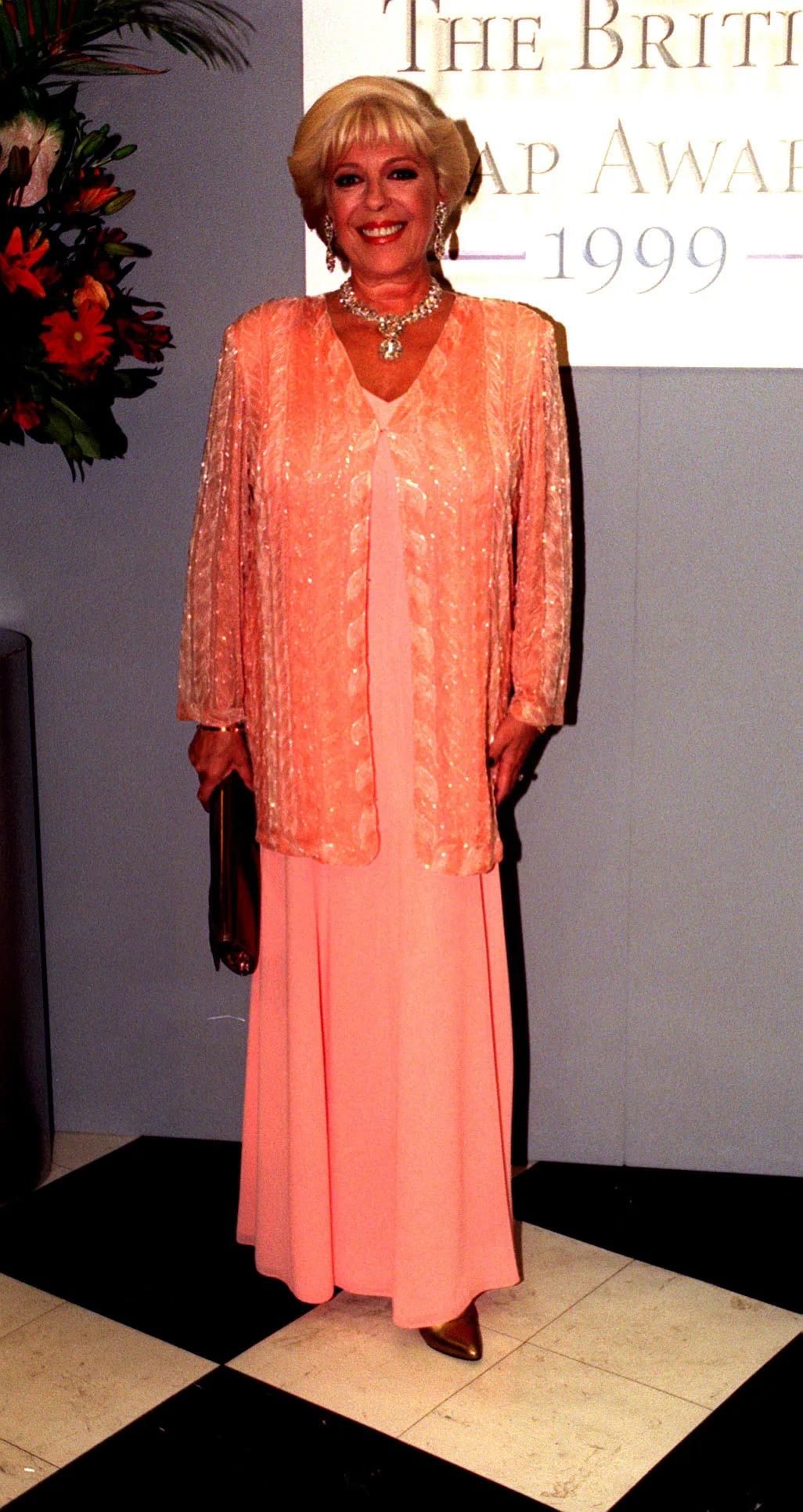 The actress arrives at the British Soap Awards on May 15, 1999, in London, England.