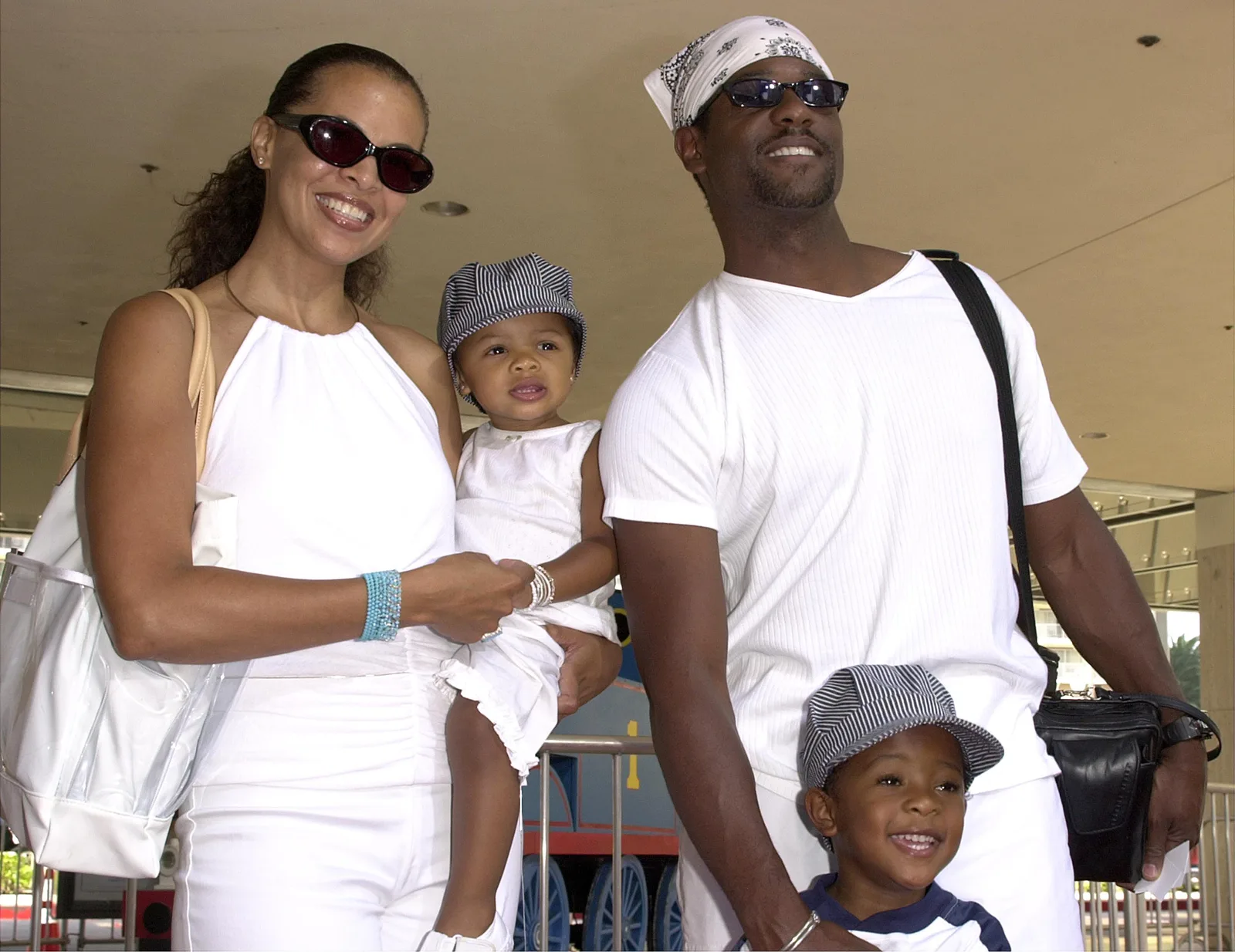 Désirée DaCosta and Blair Underwood with two of their children at the premiere of "Thomas and The Magic Railroad" in Los Angeles, California on July 22, 2000.