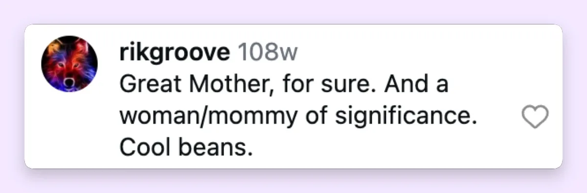 Fan comment about the actress, posted on April 6, 2024.