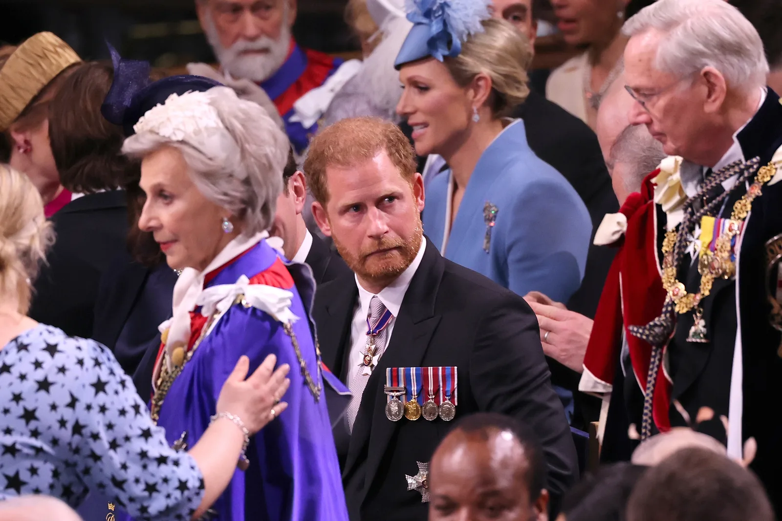 Prince Harry at the Coronation of King Charles III and Queen Camilla at Westminster Abbey on May 6, 2023 in London, England.