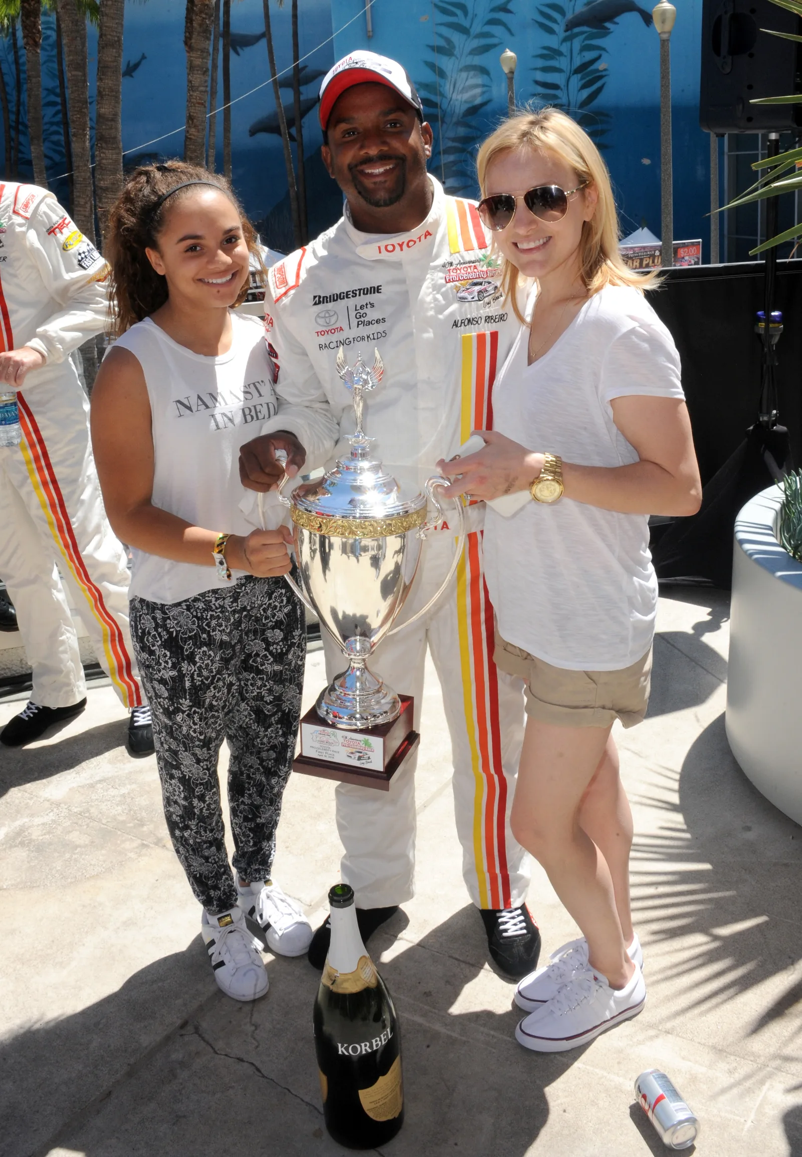 Alfonso Ribeiro with Sienna and Angela at the 42nd Toyota Pro/Celebrity Race - Race Day to Benefit "Racing For Kids" on April 15, 2016