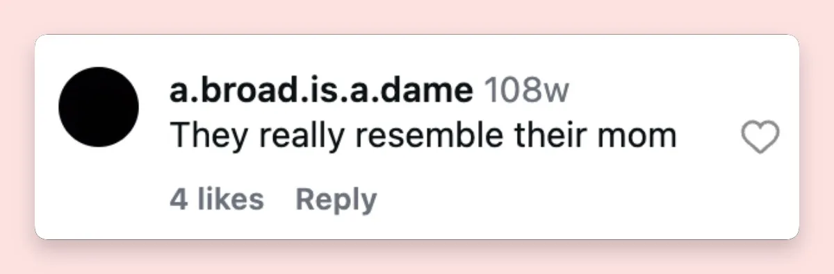 Netizen comment about the actress' kids, posted on April 6, 2024.