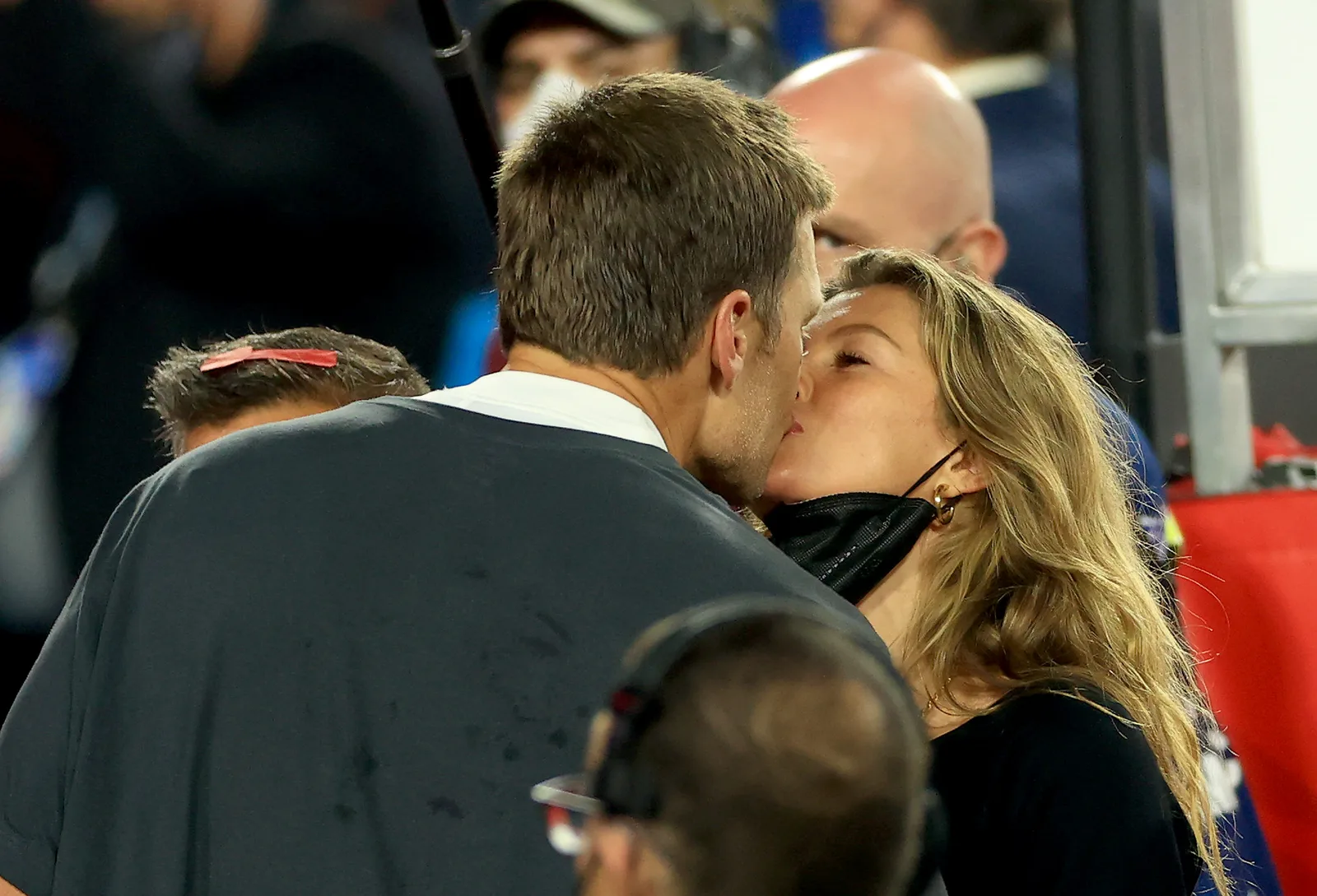 Tom Brady and Gisele Bündchen celebrate after the Tampa Bay Buccaneers' Super Bowl LV victory at Raymond James Stadium on February 7, 2021, in Tampa, Florida, years after Brady welcomed his son Jack with Bridget Moynahan.