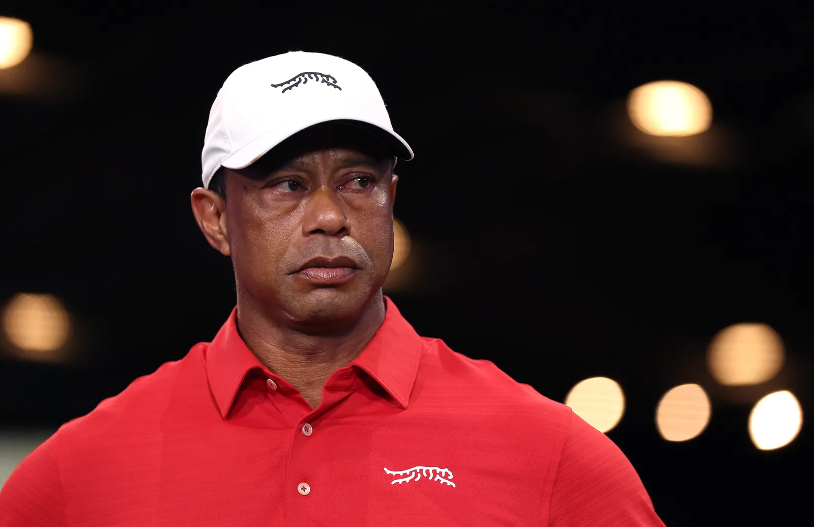 Tiger Woods of Jupiter Links Golf Club looks on after the match against the Los Angeles Golf Club at SoFi Center in Palm Beach Gardens, Florida on March 24, 2026.